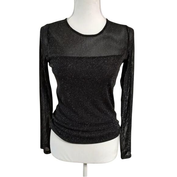 Les Serein Stitch Fix Black Shimmer Long Sleeve Layering Top Medium New - Picture 2 of 3